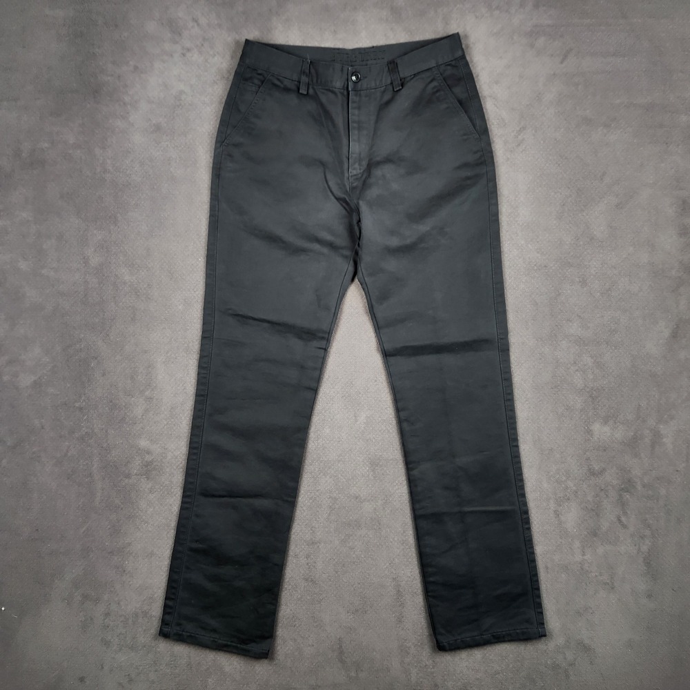 Burberry London Chino Pants Mens 32 Black Cotton Straight Leg Nova Check Trim